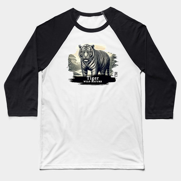 Tiger- WILD NATURE - TIGER -10 Baseball T-Shirt by ArtProjectShop